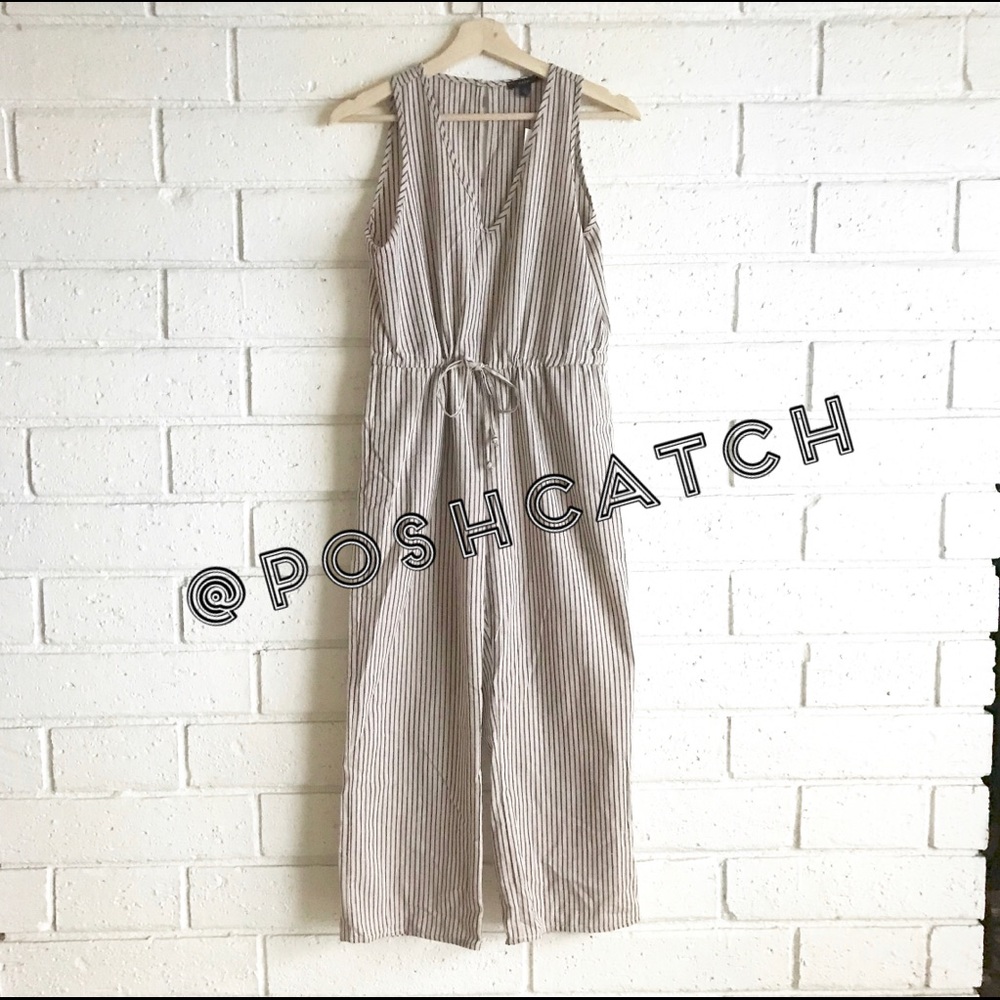 NWT Anthropologie Drew Tan Brown Striped Jumpsuit - Picture 2 of 7
